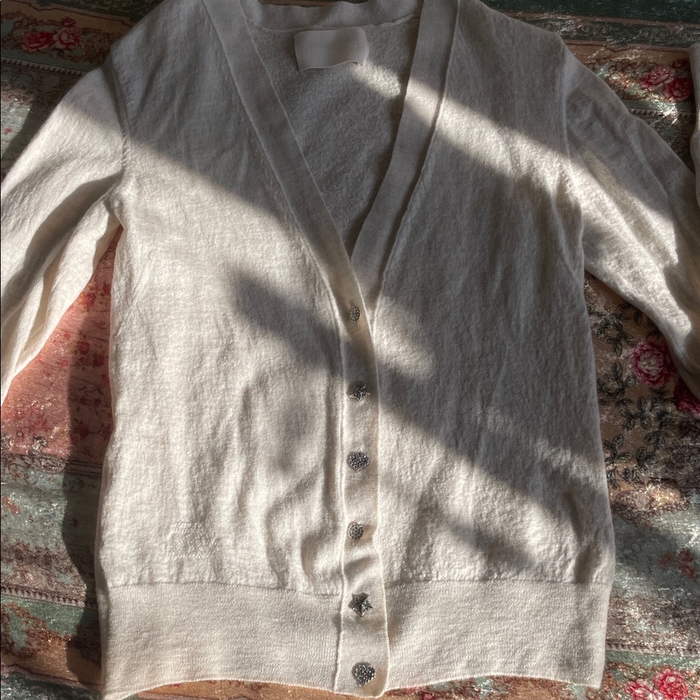 Zadig & Voltaire|Beige Cardigan Sweater with Jeweled Buttons| XS| EUC - Picture 6 of 8